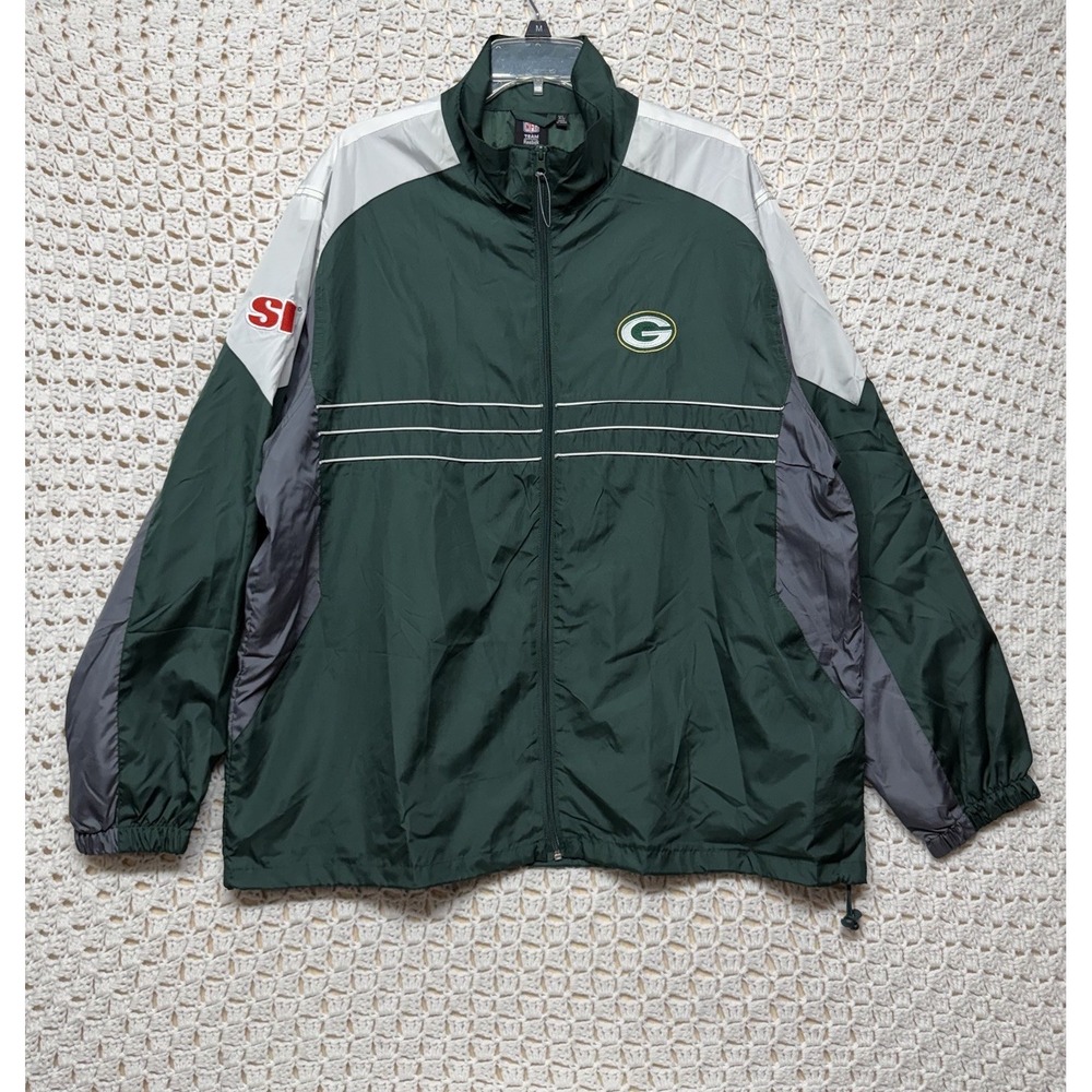 Reebok Green Bay Packers Men's XL Windbreaker Jacket NFL Full Zip Green